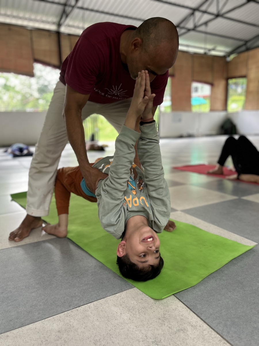 Yoga practice at School of Hatha Yoga forest ashram Dehradun