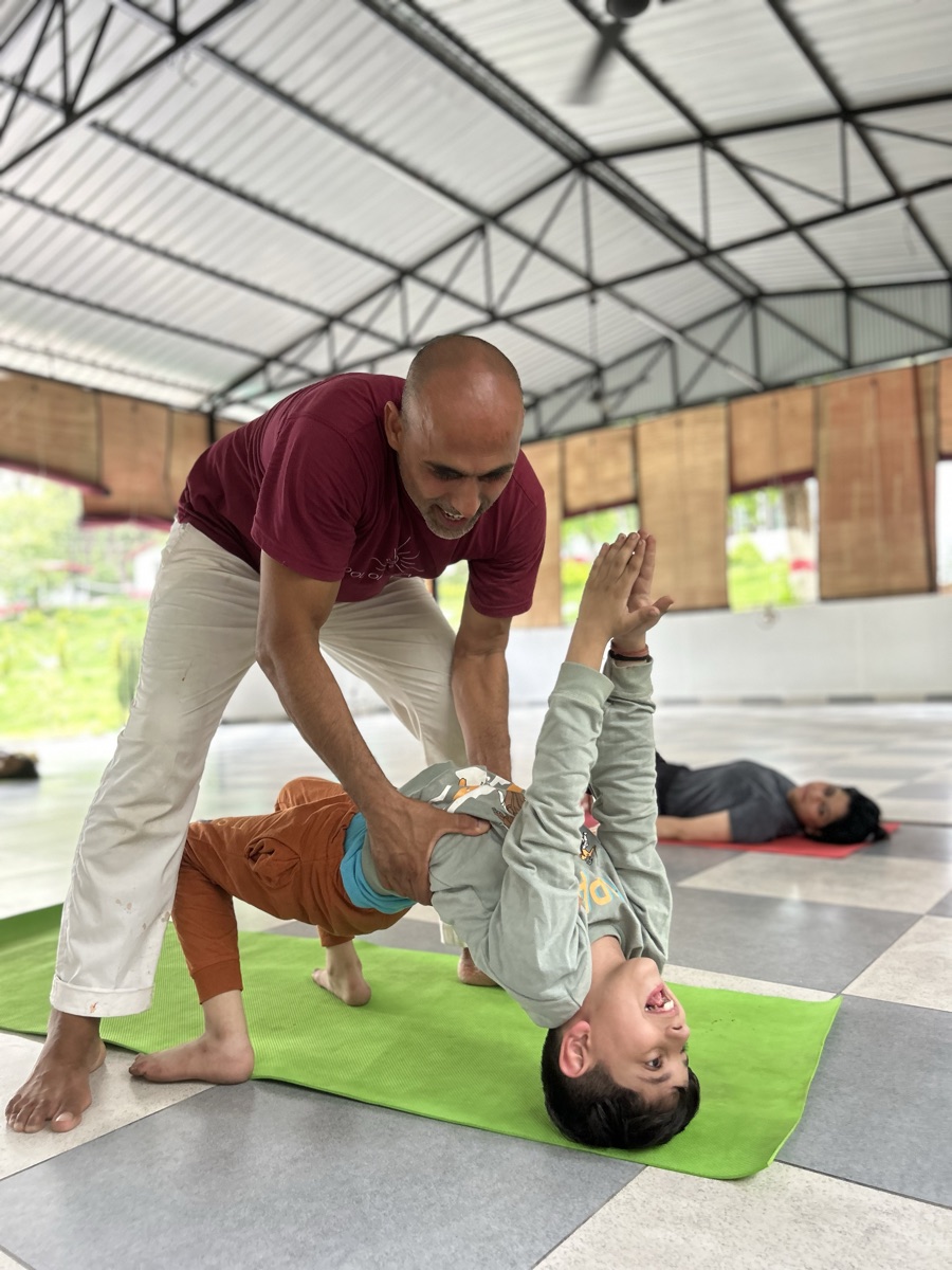 Morning yoga session surrounded by nature at the ashram